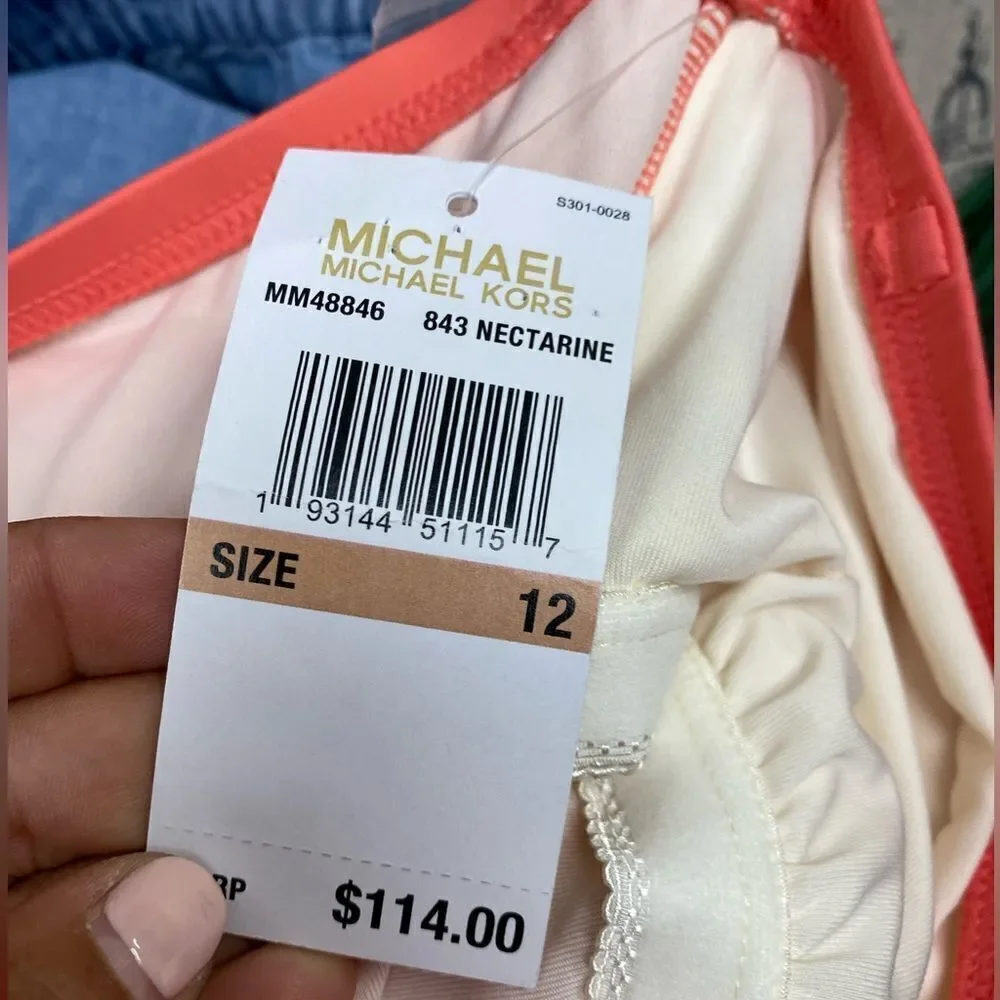 NWT‎ Michael Kors Nectarine One piece Swimsuit Sz 12
